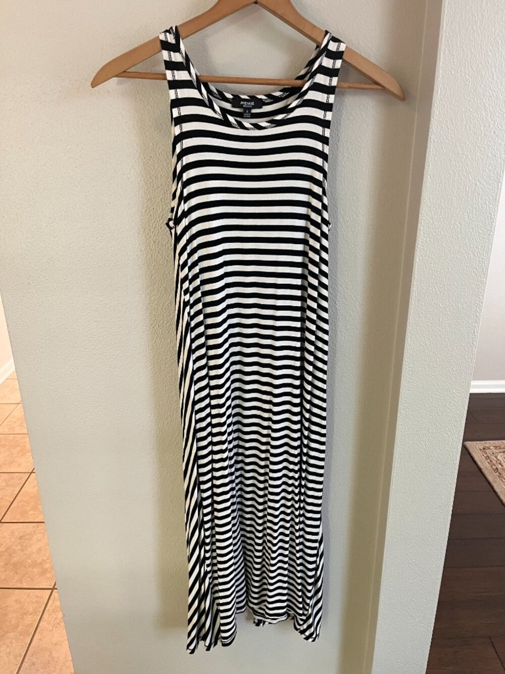 Premise Striped Tank Maxi Dress in Black and White